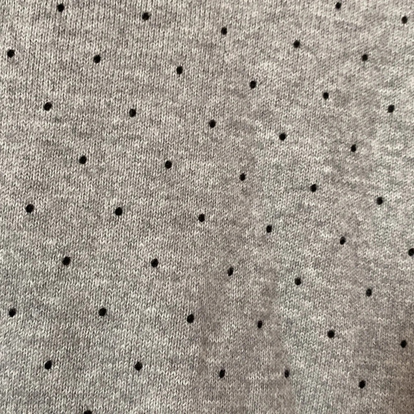 LOFT Gray Black Polka Dot Crew Neck Sweater Vented Hem Pullover Grey Minimalist - Picture 6 of 7